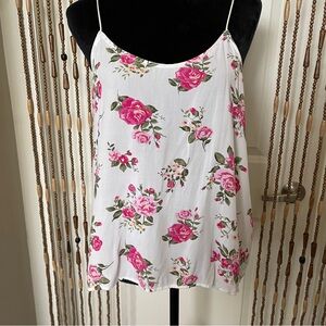 No Boundaries Pink and White Rose Floral Summer Camisole Tank Top XL